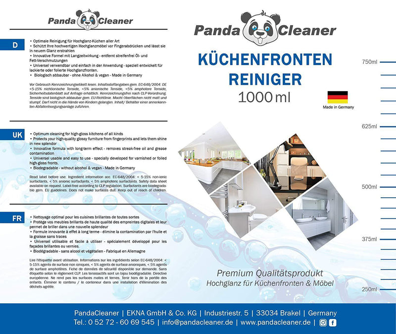PandaCleaner Hochglanzfronten-Reiniger - 1000ml Konzentrat-Reiniger-EKNA GmbH & Co. KG