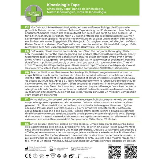 LisaCare Kinesiologie Tape für Physiotherapie, Sport & Medizin - 5cm x 5m - 5er-Set Farbmix-HEALTH_PERSONAL_CARE-EKNA GmbH & Co. KG