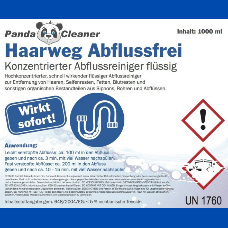 PandaCleaner Haar-weg - Abfluss-frei Reiniger - 1l oder 2l !-Reiniger-EKNA GmbH & Co. KG