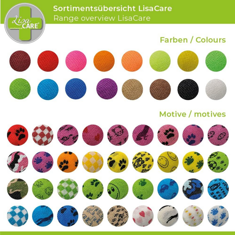LisaCare Haftbandage für Mensch & Tier - 5cm x 4,5m - 4er-Set Tatzenmix-PET_SUPPLIES-EKNA GmbH & Co. KG