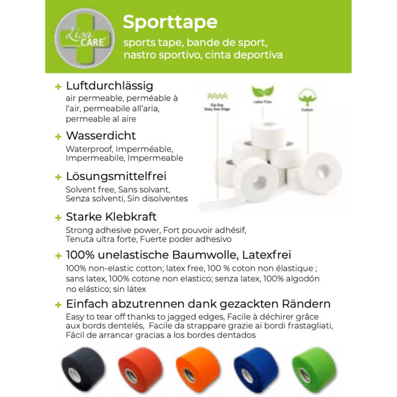LisaCare - Sport Tape - 3,8cm x 5m - 6er Set - Verschiedene Farben-HEALTH_PERSONAL_CARE-EKNA GmbH & Co. KG