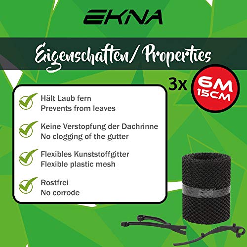 EKNA 18m Dachrinnenschutz - Laubschutz Gitter - Dachrinnen/Regenrinnen + 4x Fallrohrschutz-Dachrinnenschutz-EKNA GmbH & Co. KG
