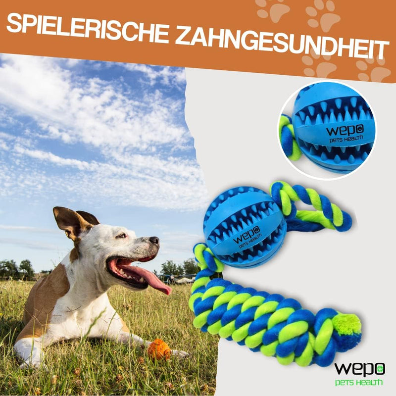 WEPO - Kauspielzeug - Zahnpflege Ball Ø7cm mit dicker Kordel - Div. Farben-PET_SUPPLIES-EKNA GmbH & Co. KG