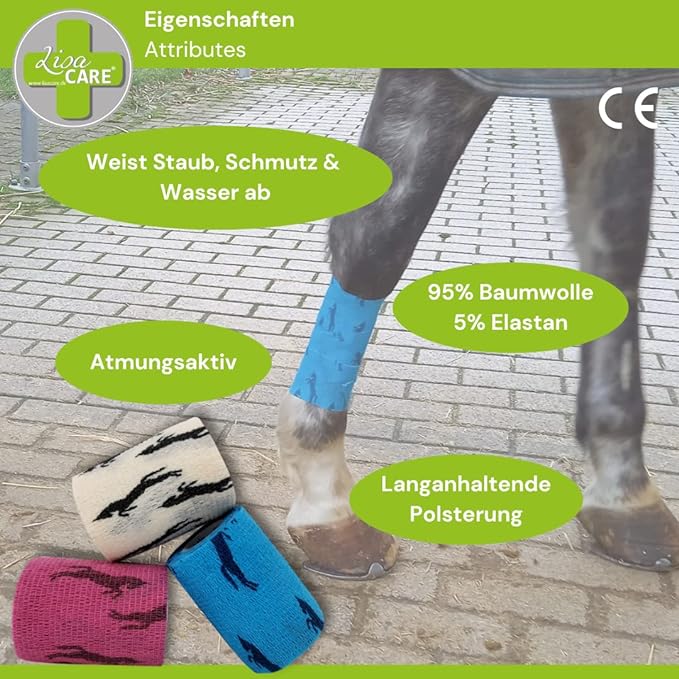 LisaCare Kohäsive Bandage 5/7,5/10cm x 4,5m - 3er Set Pferde-PET_SUPPLIES-EKNA GmbH & Co. KG