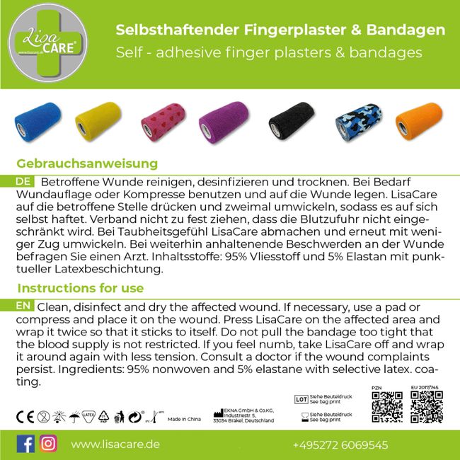 LisaCare Verbandsmaterial - 10cm x 4,5m - für Mensch & Tier - 10er-Set Motivmix-HEALTH_PERSONAL_CARE-EKNA GmbH & Co. KG
