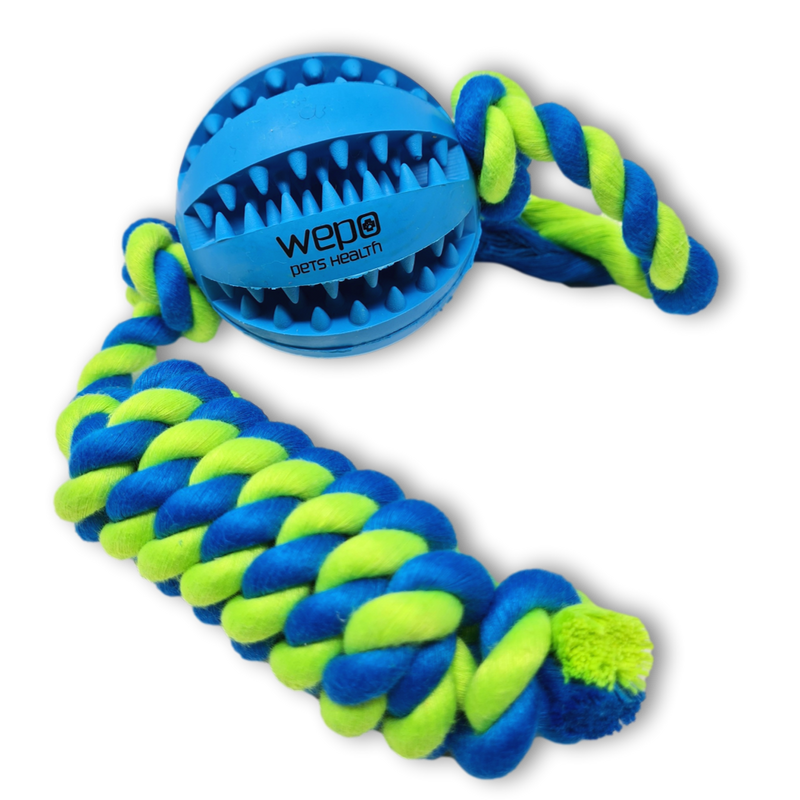 WEPO - Kauspielzeug - Zahnpflege Ball Ø7cm mit dicker Kordel - Div. Farben-PET_SUPPLIES-EKNA GmbH & Co. KG