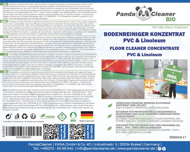PandaCleaner Linoleum, PVC, PU, Vinyl, Designboden Reiniger - 1000ml-Reiniger-EKNA GmbH & Co. KG