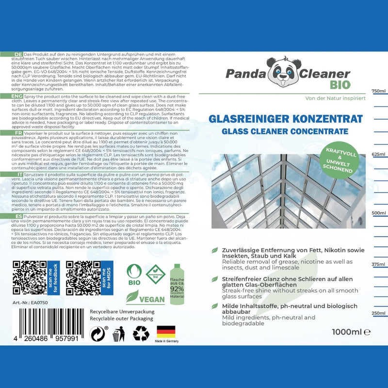 PandaCleaner Glasreiniger Konzentrat - Div. Größen-Reiniger-EKNA GmbH & Co. KG