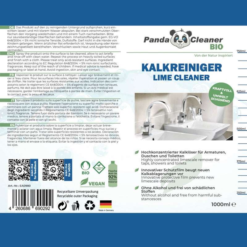 PandaCleaner Kalkreiniger - Kalklöser Spray - 1000ml-Reiniger-EKNA GmbH & Co. KG