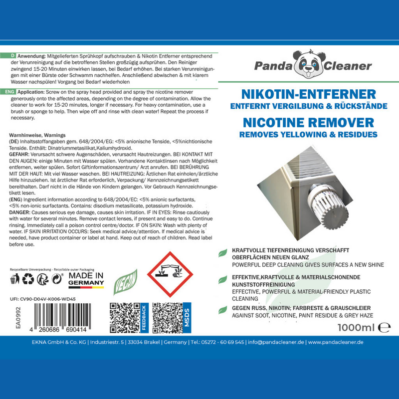 PandaCleaner Nikotin Entferner/Reiniger - 1000ml-Reiniger-EKNA GmbH & Co. KG