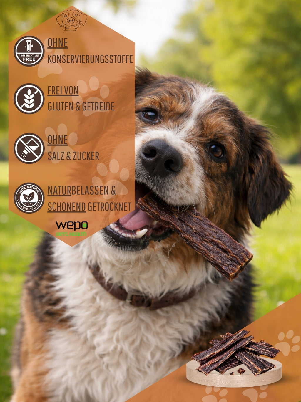 WEPO Rinderdörrfleisch Hund - 1kg Pansen/Rinderschlund für Hunde getro