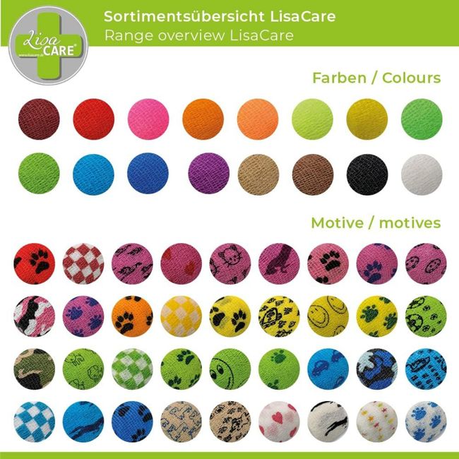 LisaCare Bandage selbsthaftend 5cm x 4,5m - 6er Pfoten & Tatzen-Mix-PET_SUPPLIES-EKNA GmbH & Co. KG