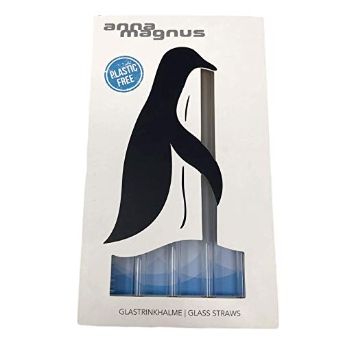 anna magnus - Glas Strohhalme/nachhaltige Trinkhalme - 4er Set - 20cm inklusive Reinigungsbürste-HOME-EKNA GmbH & Co. KG