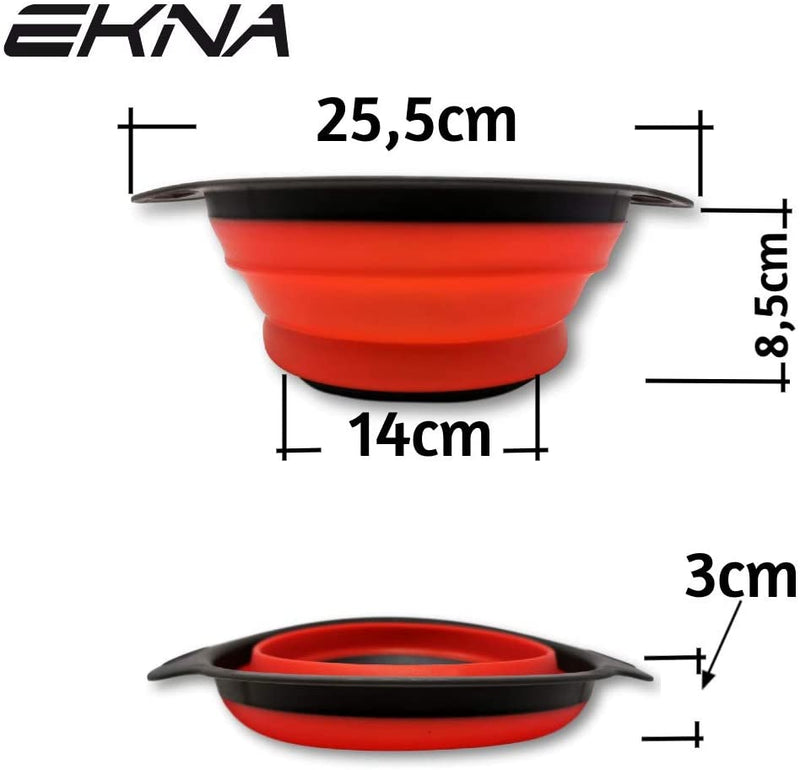 EKNA Silikonsieb Faltbar Set - 3 Stück - Abgießhilfe Für Töpfe - Küchensieb Set-HOME-EKNA GmbH & Co. KG