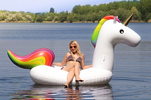 KEYNES RIESIGES aufblasbares EINHORN - als Luftmatratze / Schwimminsel für den Pool zum Baden (aufblasbares XXL Schwimmtier)-TOYS_AND_GAMES-EKNA GmbH & Co. KG