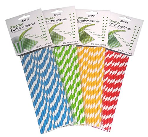 EKNA - Papier Strohhalme - Umweltfreundliche Trinkhalme - 100 Stück-HOME-EKNA GmbH & Co. KG