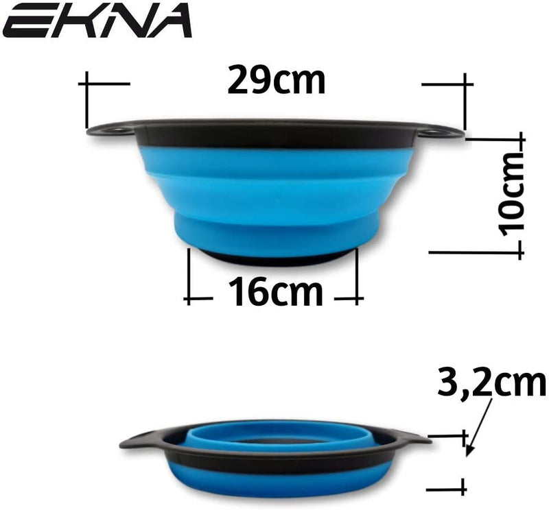 EKNA Silikonsieb Faltbar Set - 3 Stück - Abgießhilfe Für Töpfe - Küchensieb Set-HOME-EKNA GmbH & Co. KG