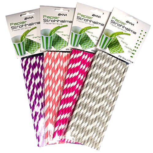 EKNA - Papier Strohhalme - Umweltfreundliche Trinkhalme - 100 Stück-HOME-EKNA GmbH & Co. KG