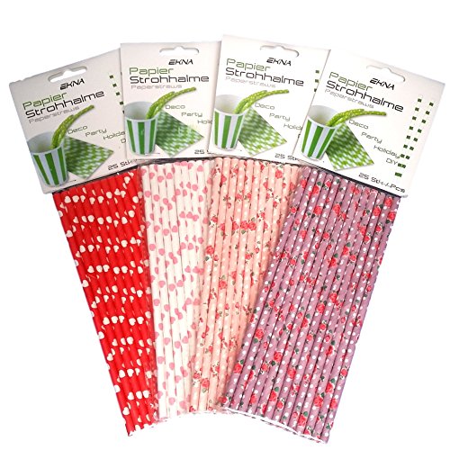 EKNA - Papier Strohhalme - Umweltfreundliche Trinkhalme - 100 Stück-HOME-EKNA GmbH & Co. KG