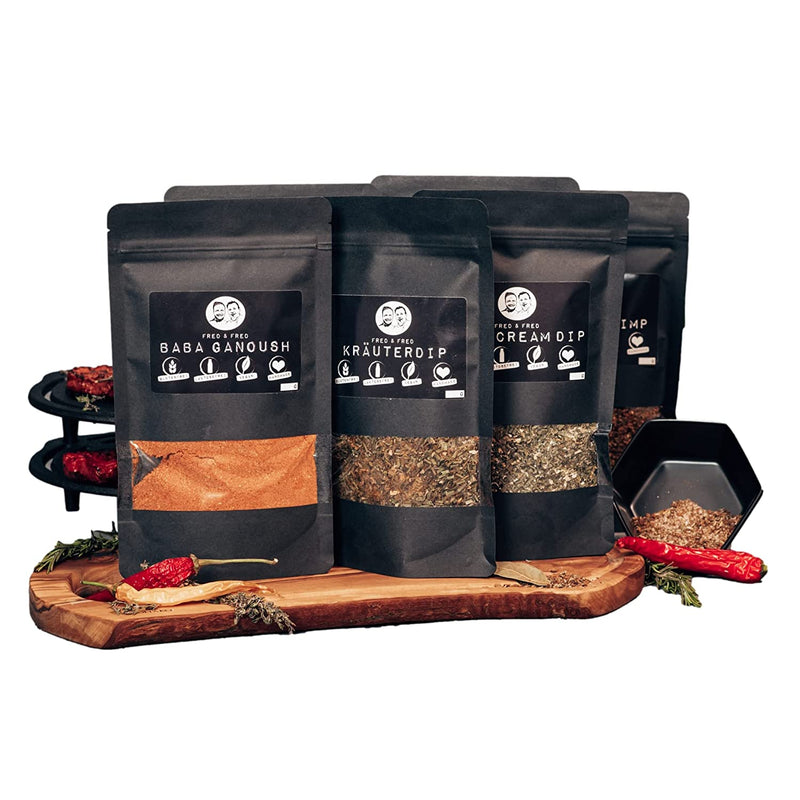 Fred & Fred 7x 50g - Geschenkset Dips - Dips zum Selbermachen - Verschiedene Mischungen aus Kräutern & Gewürzen (5,13 €/100g)-EKNA GmbH & Co. KG