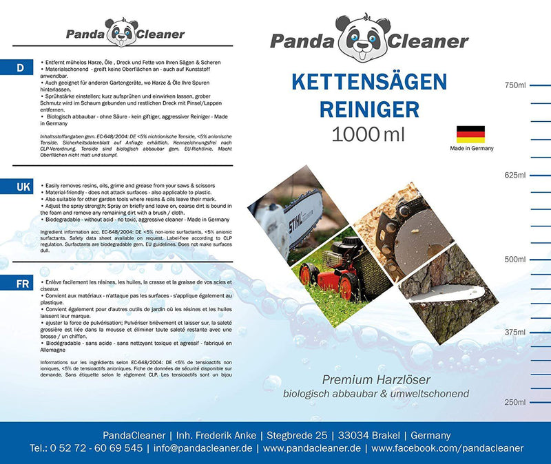 PandaCleaner Kettensägen-Reiniger - Sprühflasche div. Größen F-Reiniger-EKNA GmbH & Co. KG