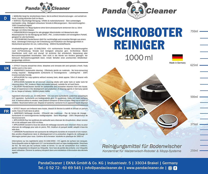 PandaCleaner Wischroboter Reinigungsmittel - Bodenwischer Konzentrat - Div. Größen-Reiniger-EKNA GmbH & Co. KG
