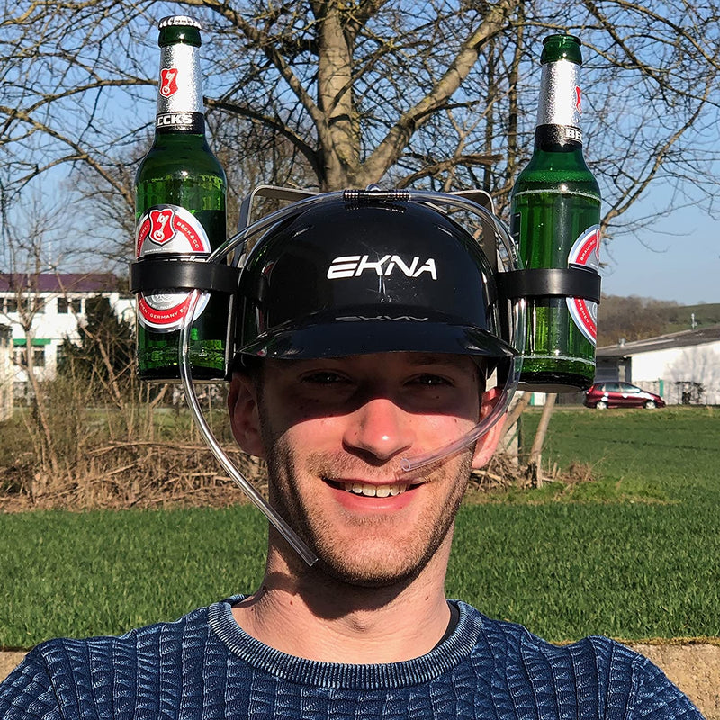 EKNA Trinkhelm Bierhelm schwarz mit Getränkehaltern für 0,33l Flaschen, Dosen & 0,5l Dosen!-ACCESSORY-EKNA GmbH & Co. KG