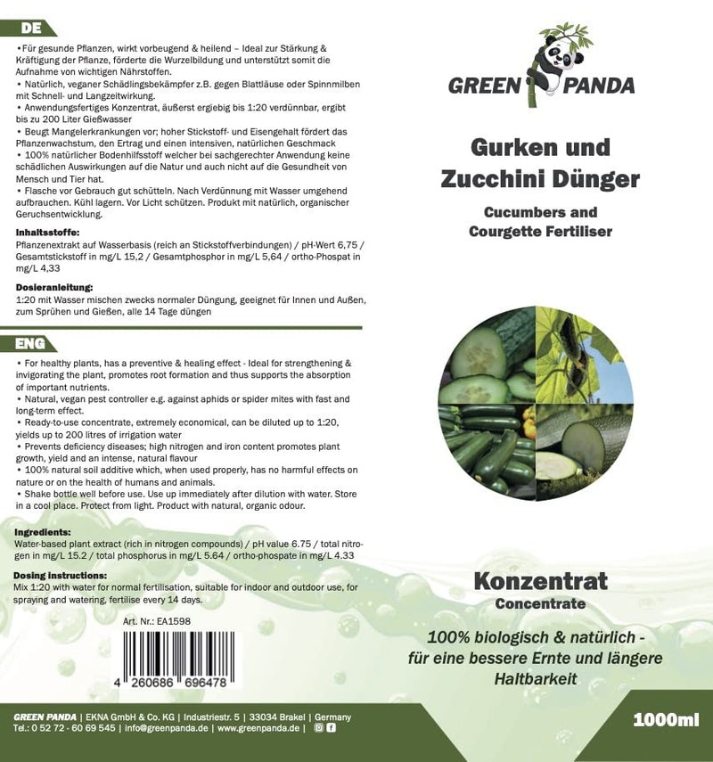 GreenPanda - 100% biologisch - Gurken und Zucchini Dünger - 1 Liter-ABIS_LAWN_AND_GARDEN-EKNA GmbH & Co. KG