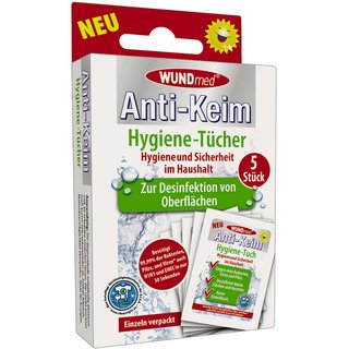 WUNDmed® Anti-Keim Hygienetücher 5 Stück zur Desinfektion-Desinfektionsmittel-EKNA GmbH & Co. KG